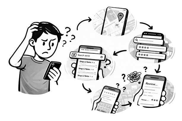 วิธีเดิมในการรีวิว - เปิด Google Maps ค้นหาร้าน